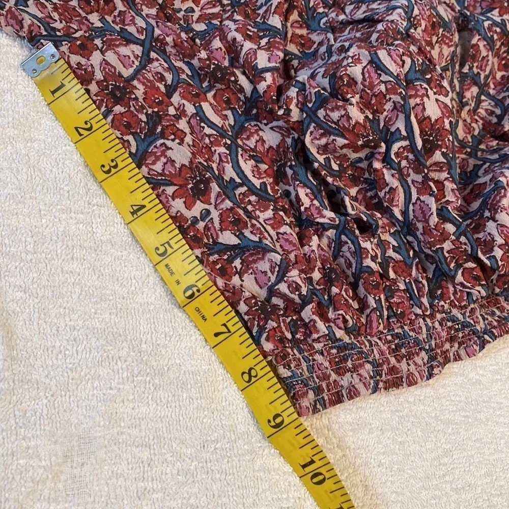 Free People blouse cropped off shoulder long sleeve floral print Size small